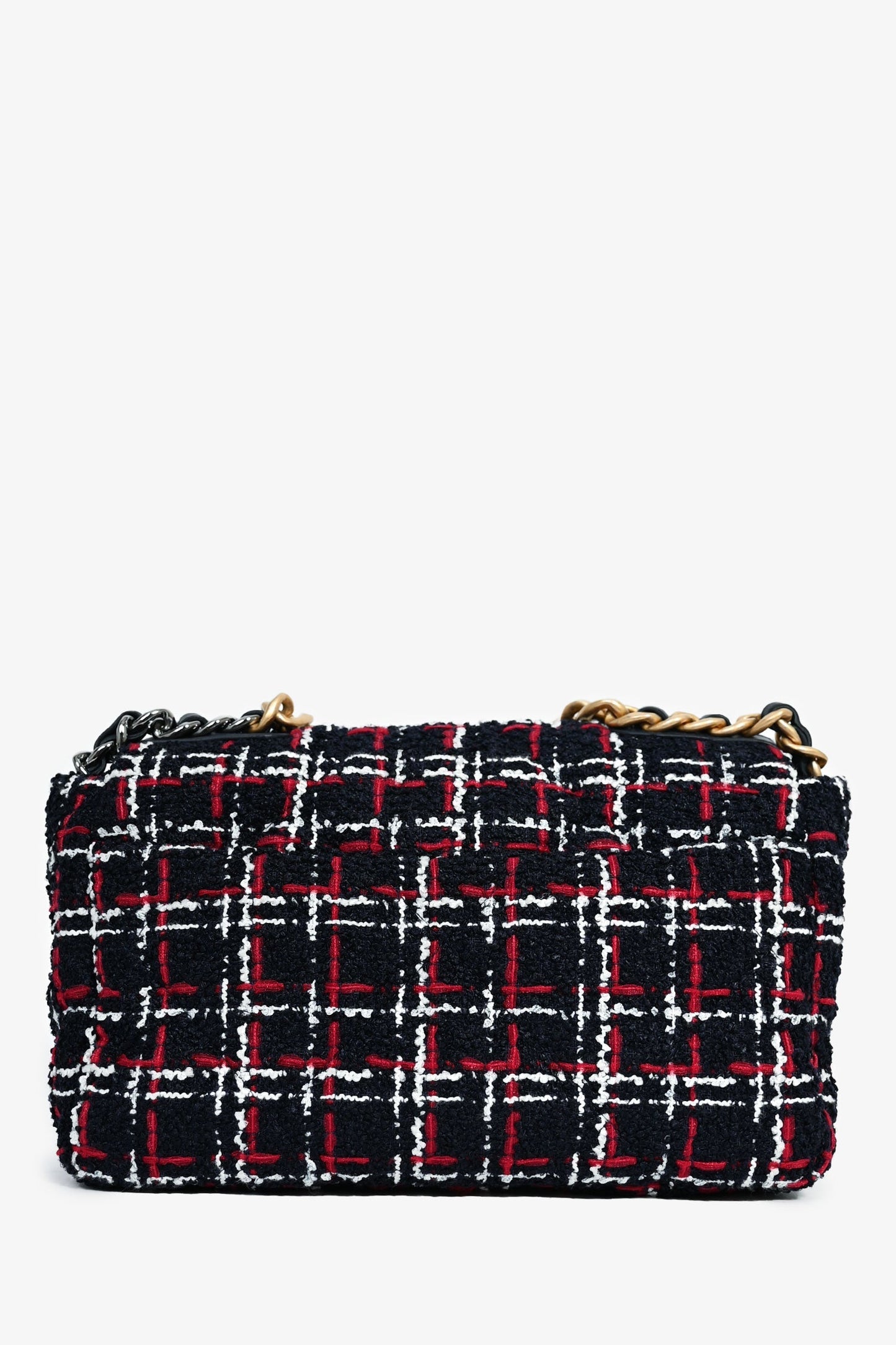 Chanel ™ Black/Red/White Tweed Medium 19 Flap Shoulder Bag