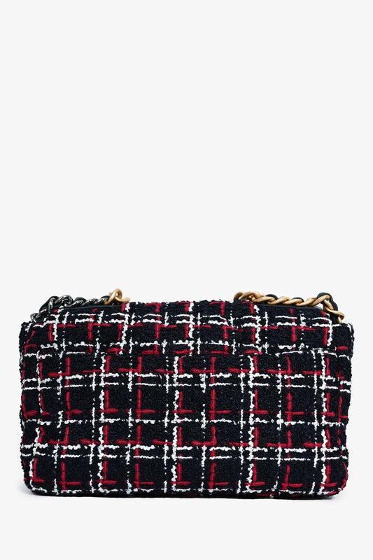 Chanel ™ Black/Red/White Tweed Medium 19 Flap Shoulder Bag