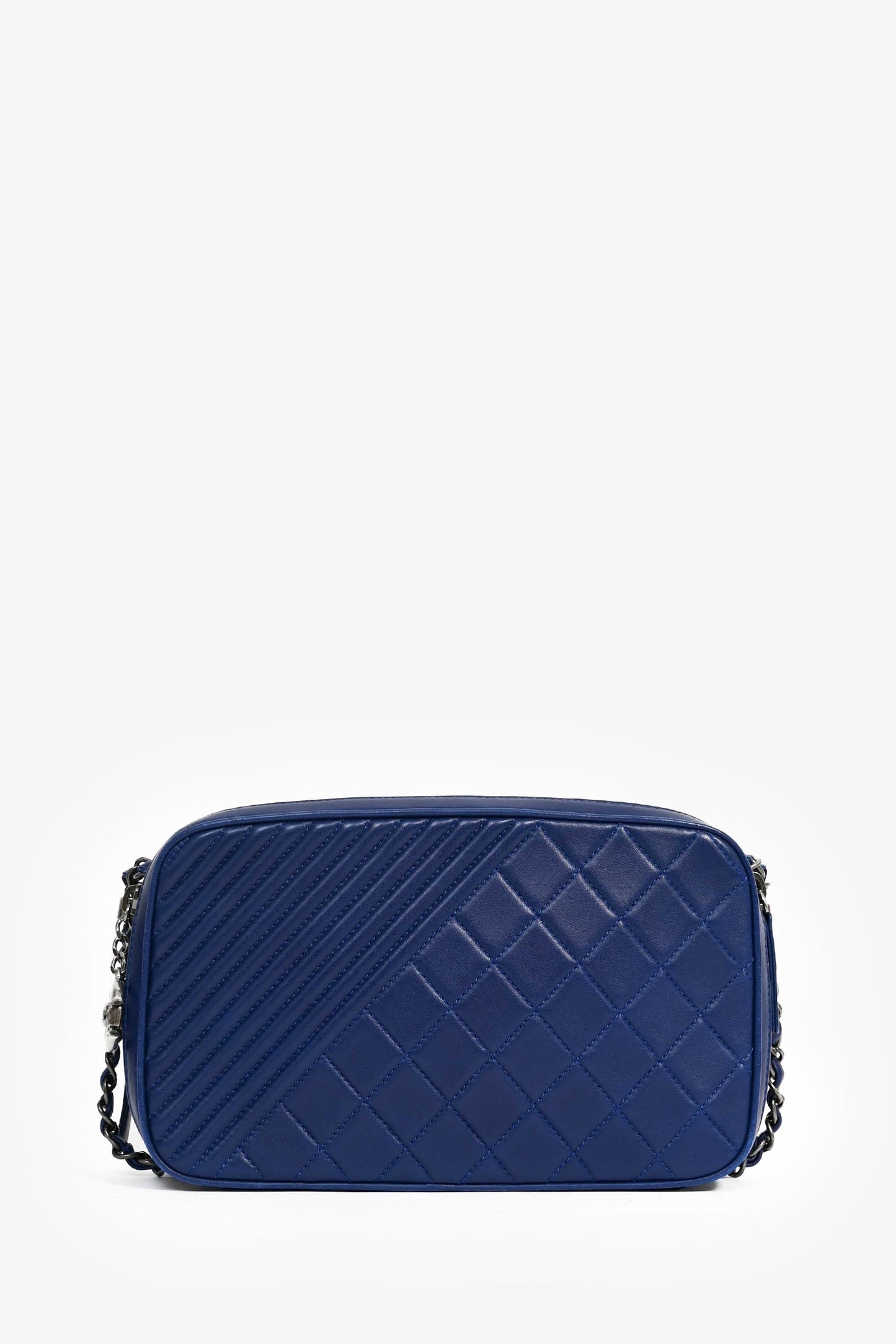 Chanel ™ Blue Leather Pewter Large CC Coco Camera Boy Accessory