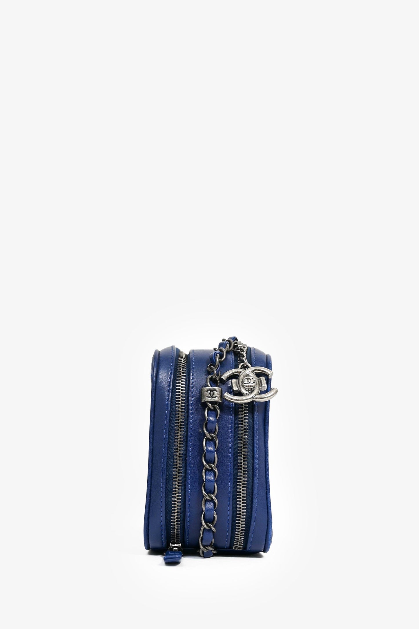Chanel ™ Blue Leather Pewter Large CC Coco Camera Boy Accessory