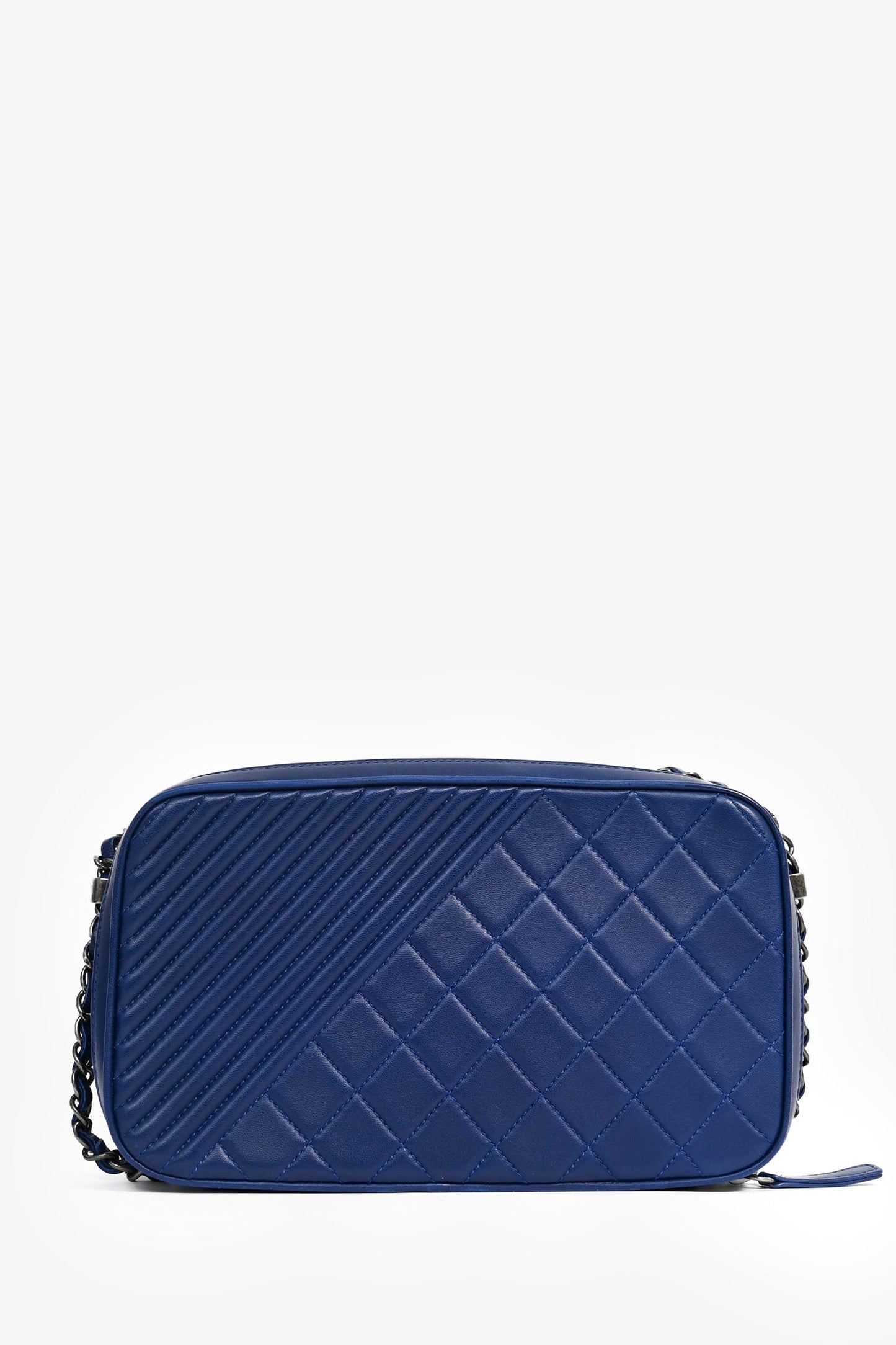 Chanel ™ Blue Leather Pewter Large CC Coco Camera Boy Accessory