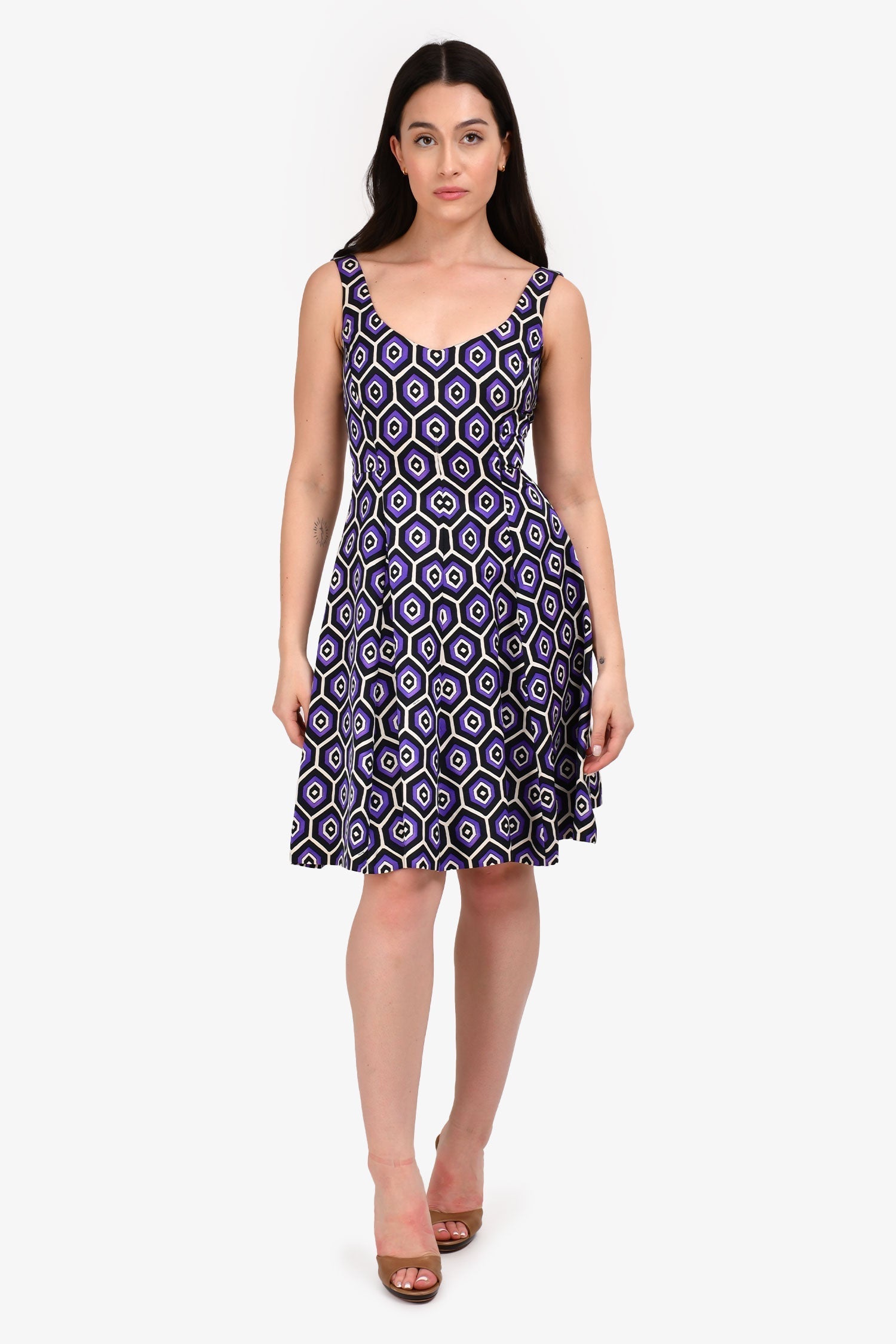 Prada Handbag Geometric Sundress Black Purple
