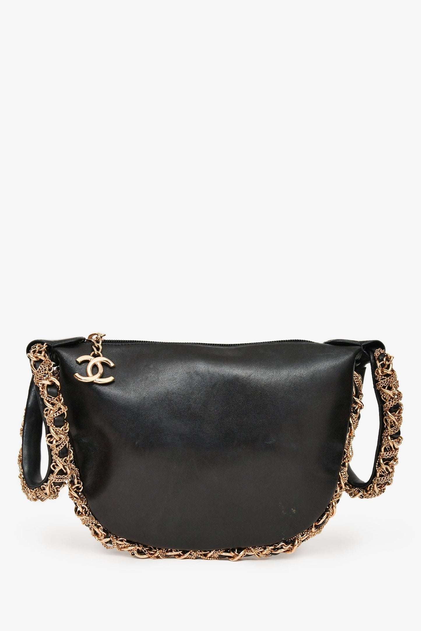 Chanel ™ 2012/13 Black Lambskin Twisted Chain Hobo Mini Handbag