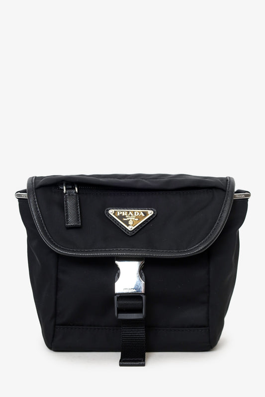 Prada Shoulder Bag Re- and Leather Nylon Saffiano