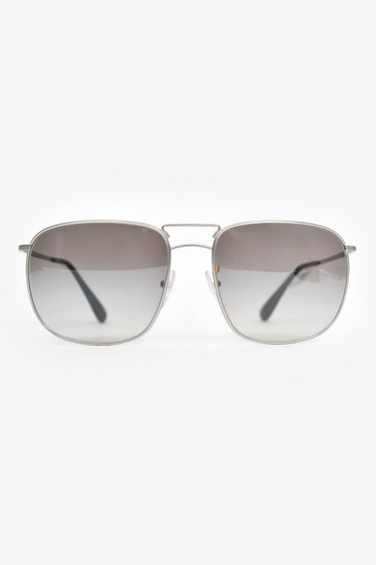 Prada Handbag Grey Square Aviator Sunglasses Silver Gray