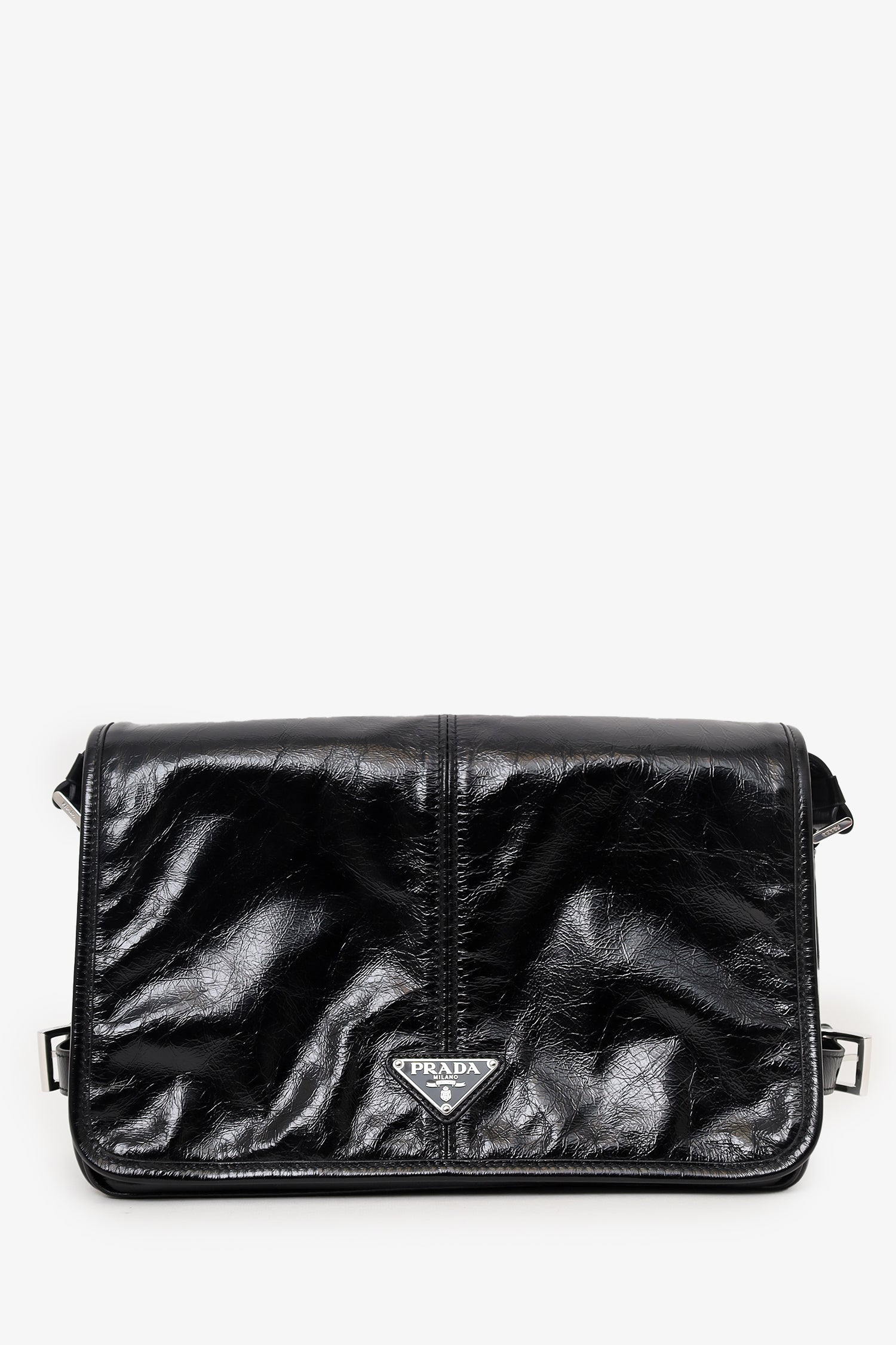 Prada Shoulder Bag Nappa Duffle Bag Leather Black Small