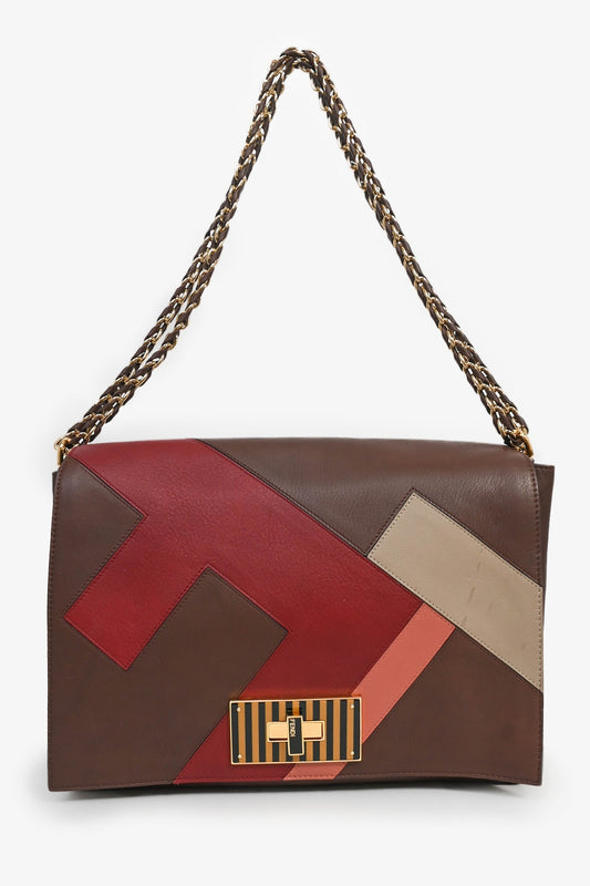 Fendi Shoulder Bag 'Claudia' Leather Brown Red