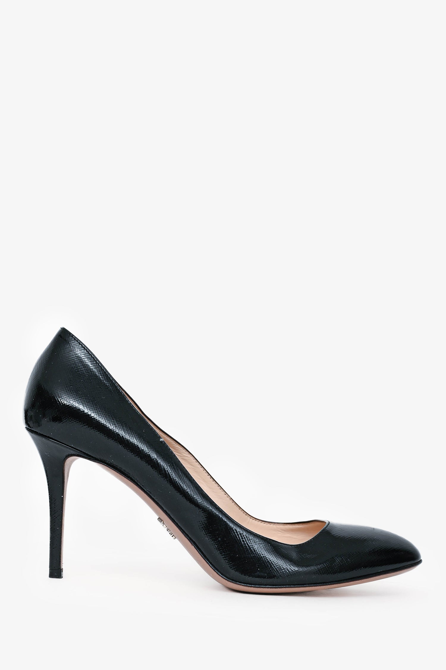 Prada Handbag Coated Pump Heels Leather Saffiano Black Shoes