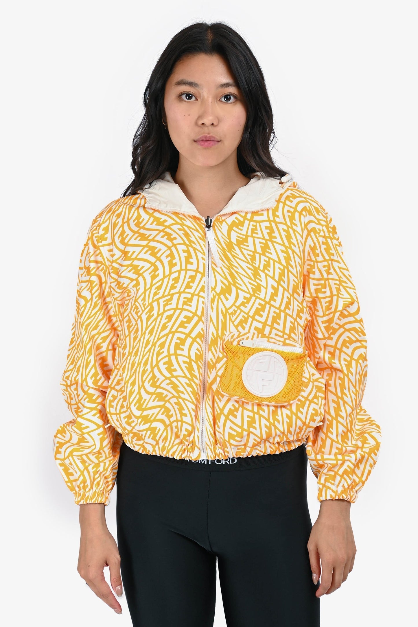 Fendi Handbag x Kway Zucca Houdini Print Reversible Rain White Yellow