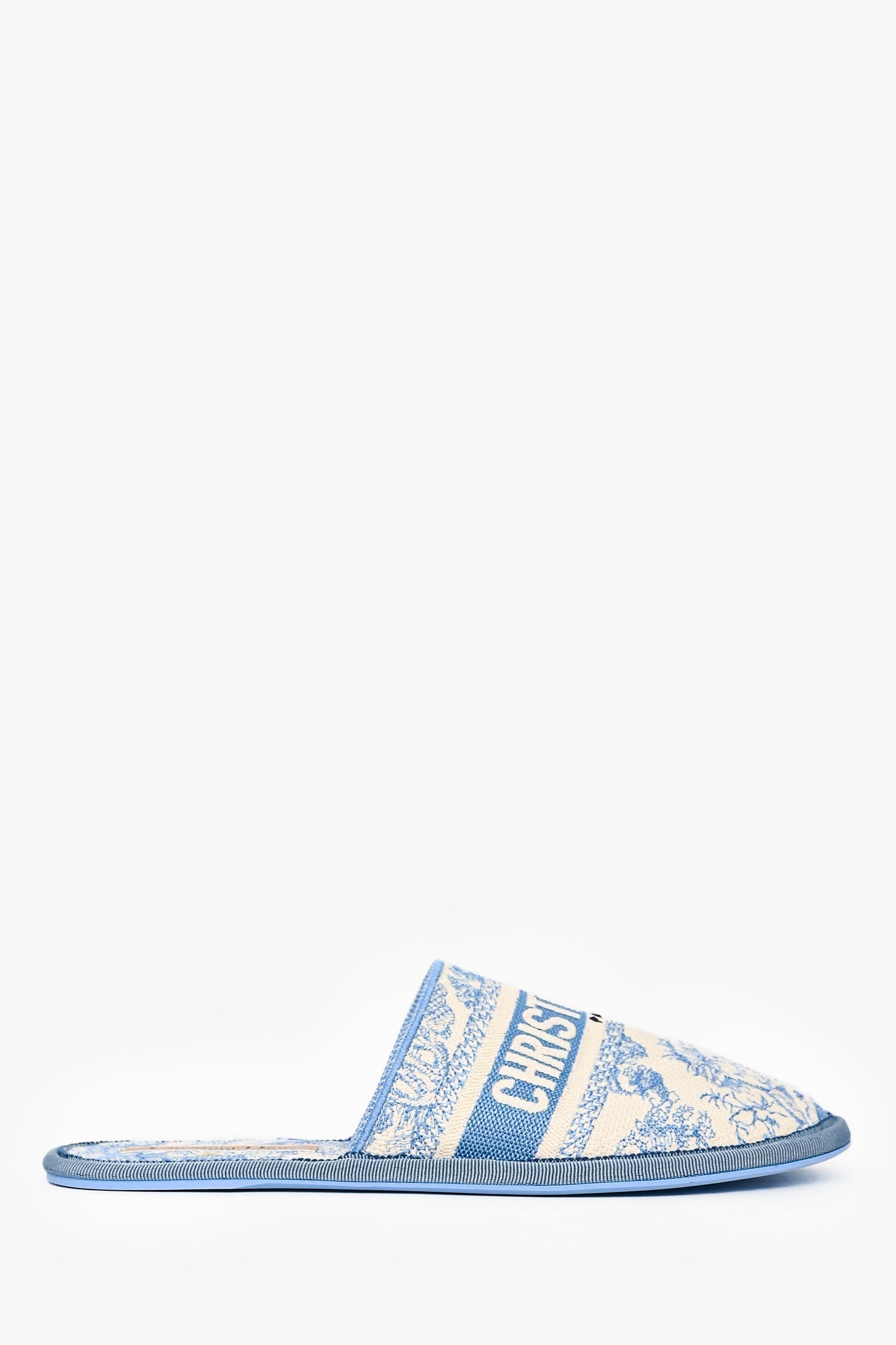 Dior Handbag Christian Jacquard Slippers White Blue Shoes