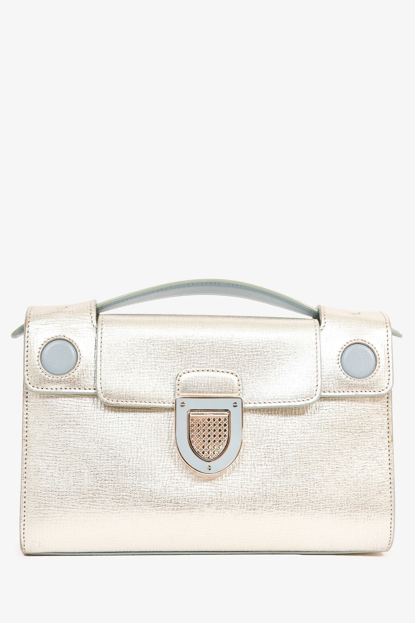 Dior Handbag Christian Light 'ever' Pochette with Strap Leather Blue Silver
