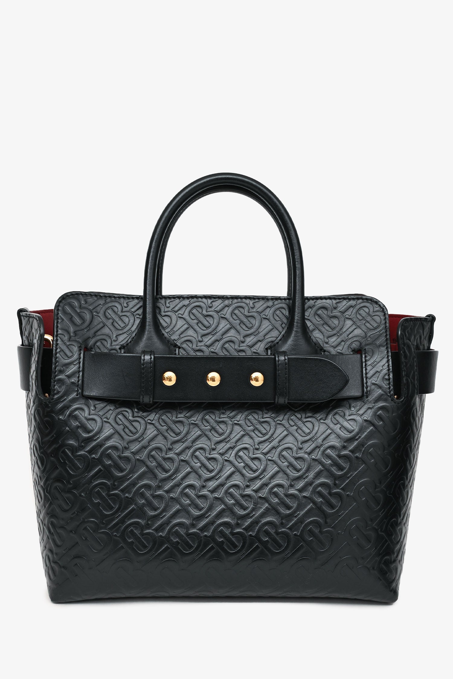 Burberry Tb Tote With Strap Leather Monogram Black Tote Bag