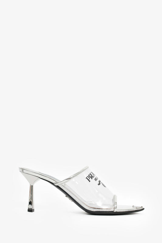 Prada Shoe Vinyl Mules Silver Logo Shoes