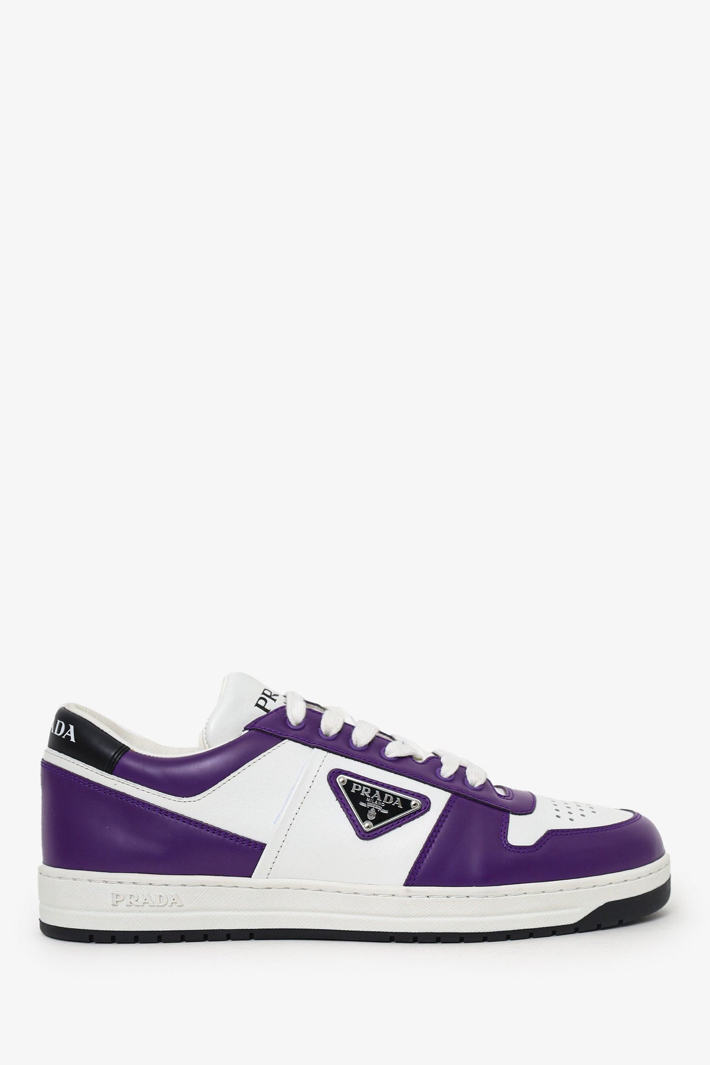 Prada Handbag Downtown Sneaker Leather White Purple Shoes