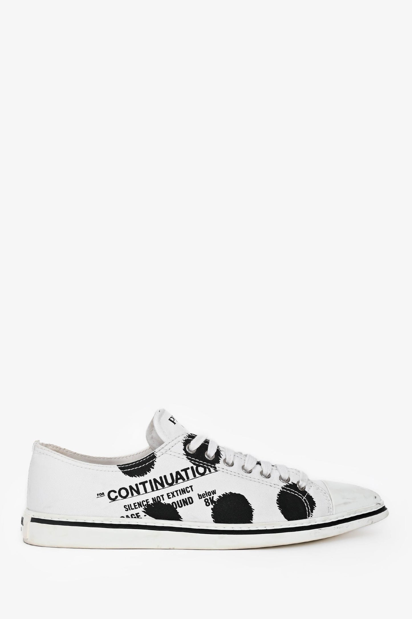 Prada Shoe Graphic Printed Pointed Toe Sneakers White Shoes