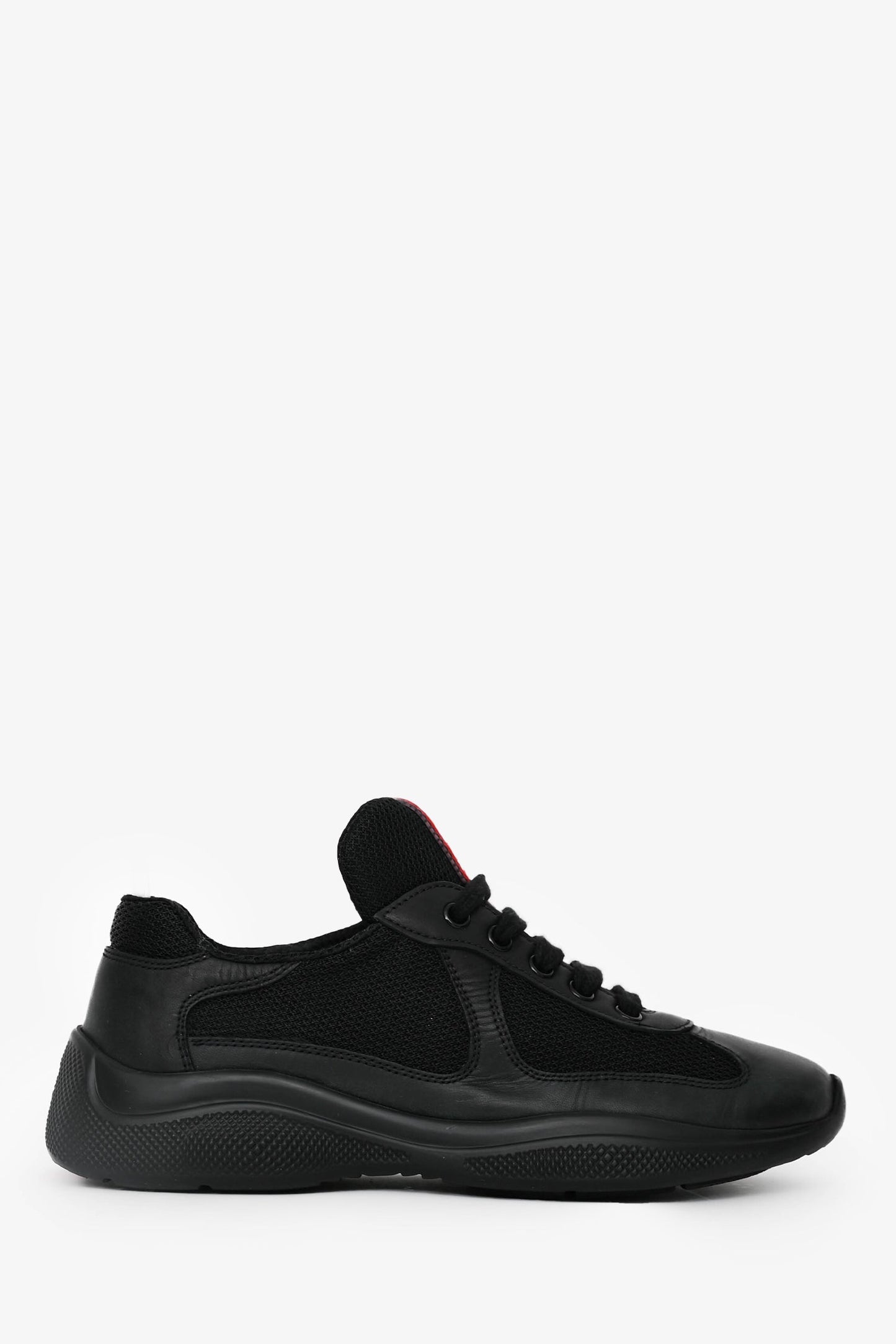 Prada Shoe America's Cup Bike Low Top Sneakers Leather Black Shoes