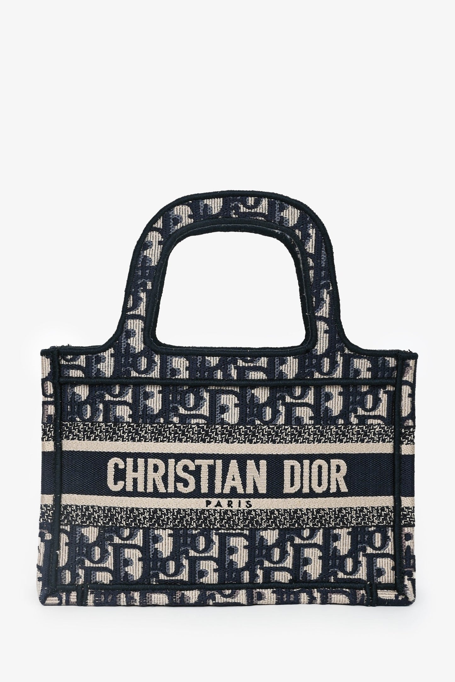 Dior Tote Bag Christian Oblique Book Tote 2 Navy Mini