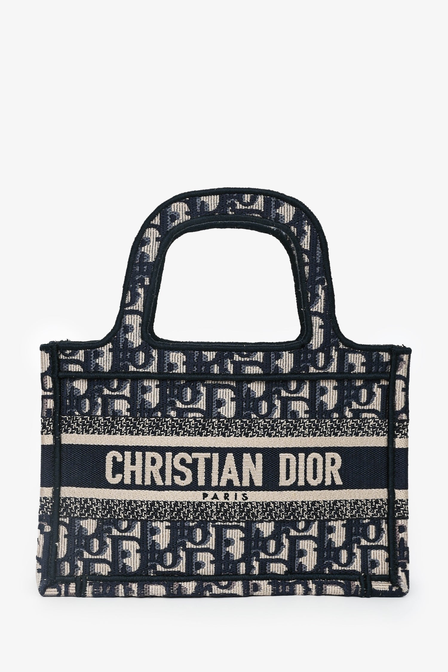 Dior Tote Bag Christian Oblique Book Tote 2 Navy Mini