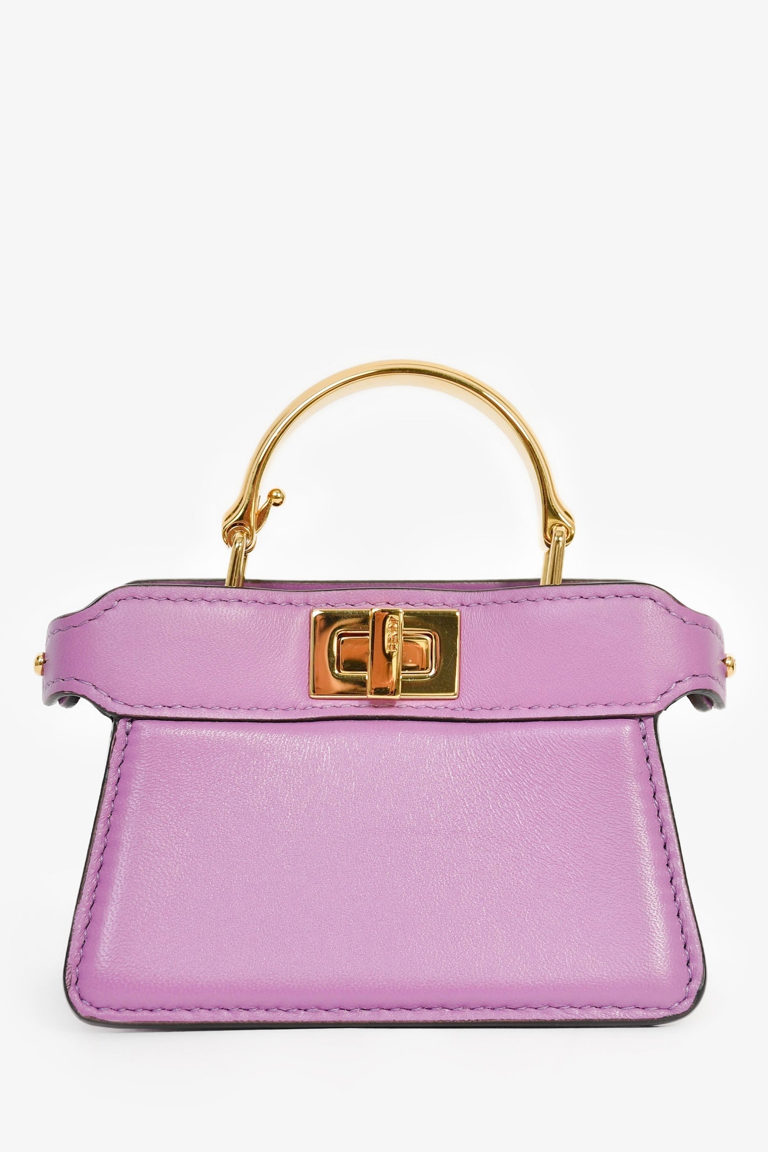 Fendi Handbag Lamb Nano Peekaboo Bag with Strap Leather Purple Top Handle