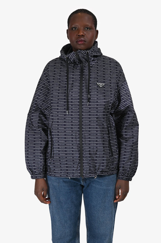 Prada Handbag Triangle Windbreaker Jacket Nylon Navy Logo