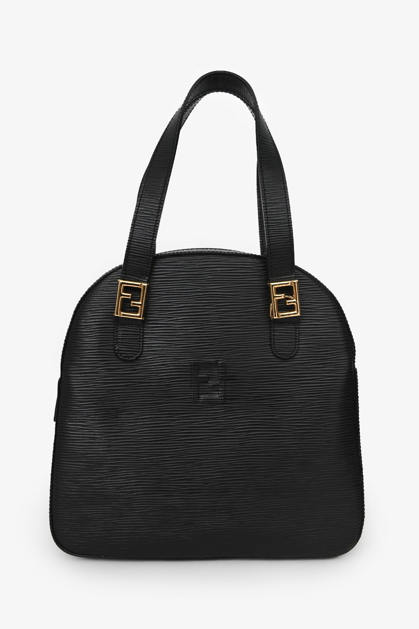 Fendi Handbag Epi 'FF' bag with Strap Leather Black