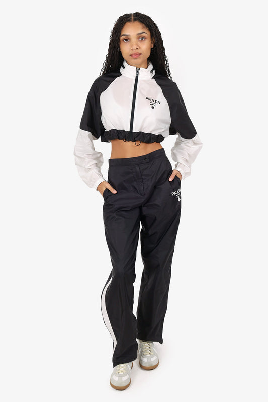 Prada Handbag Re- Side-stripe Track Pants Nylon Black
