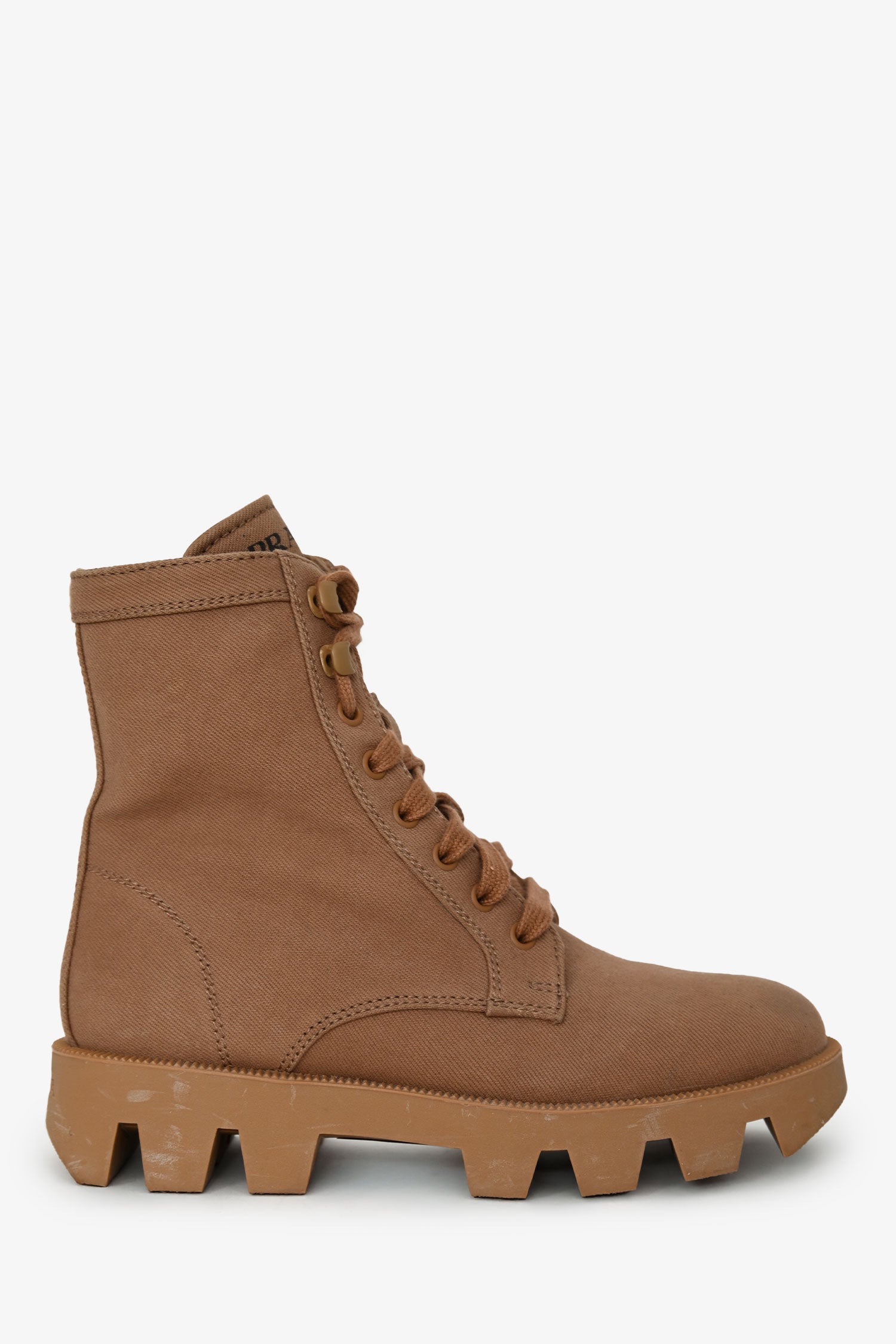 Prada Shoe Combat Boots Canvas Brown Shoes