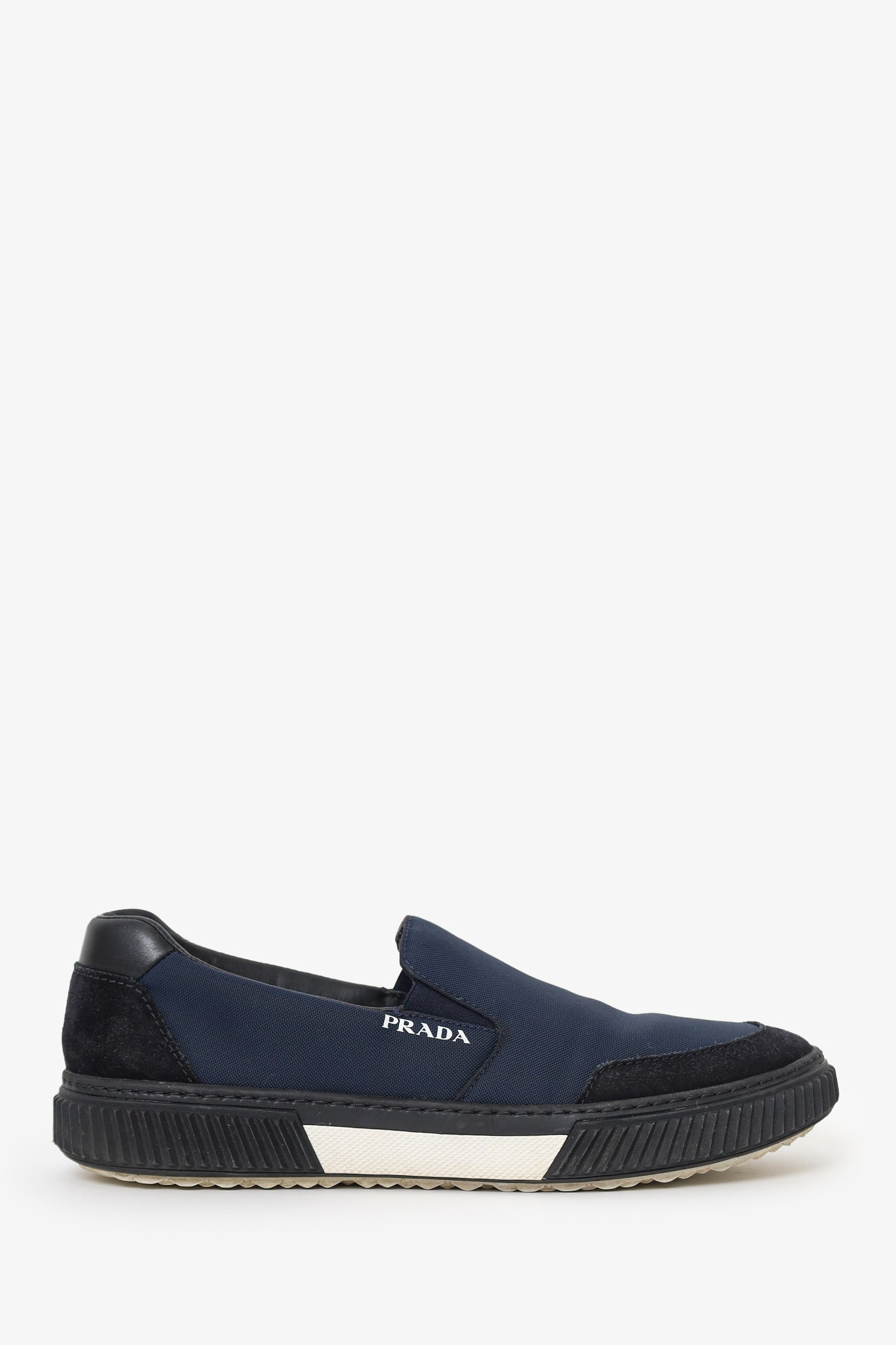 Prada Handbag Panelled Slip-on Sneakers Black Navy Shoes