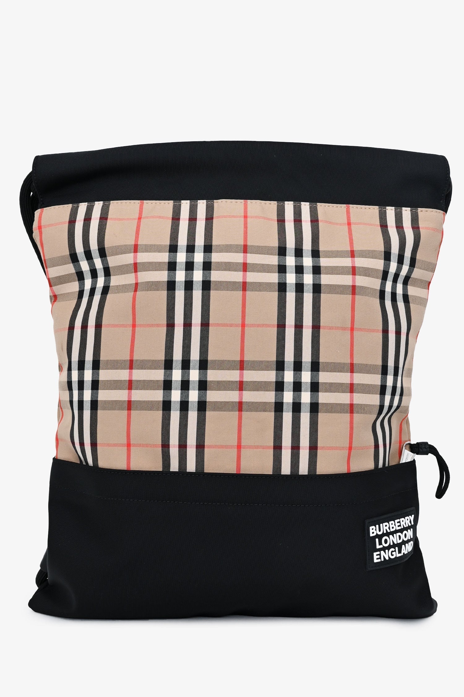 Burberry Check Drawstring Backpack Black