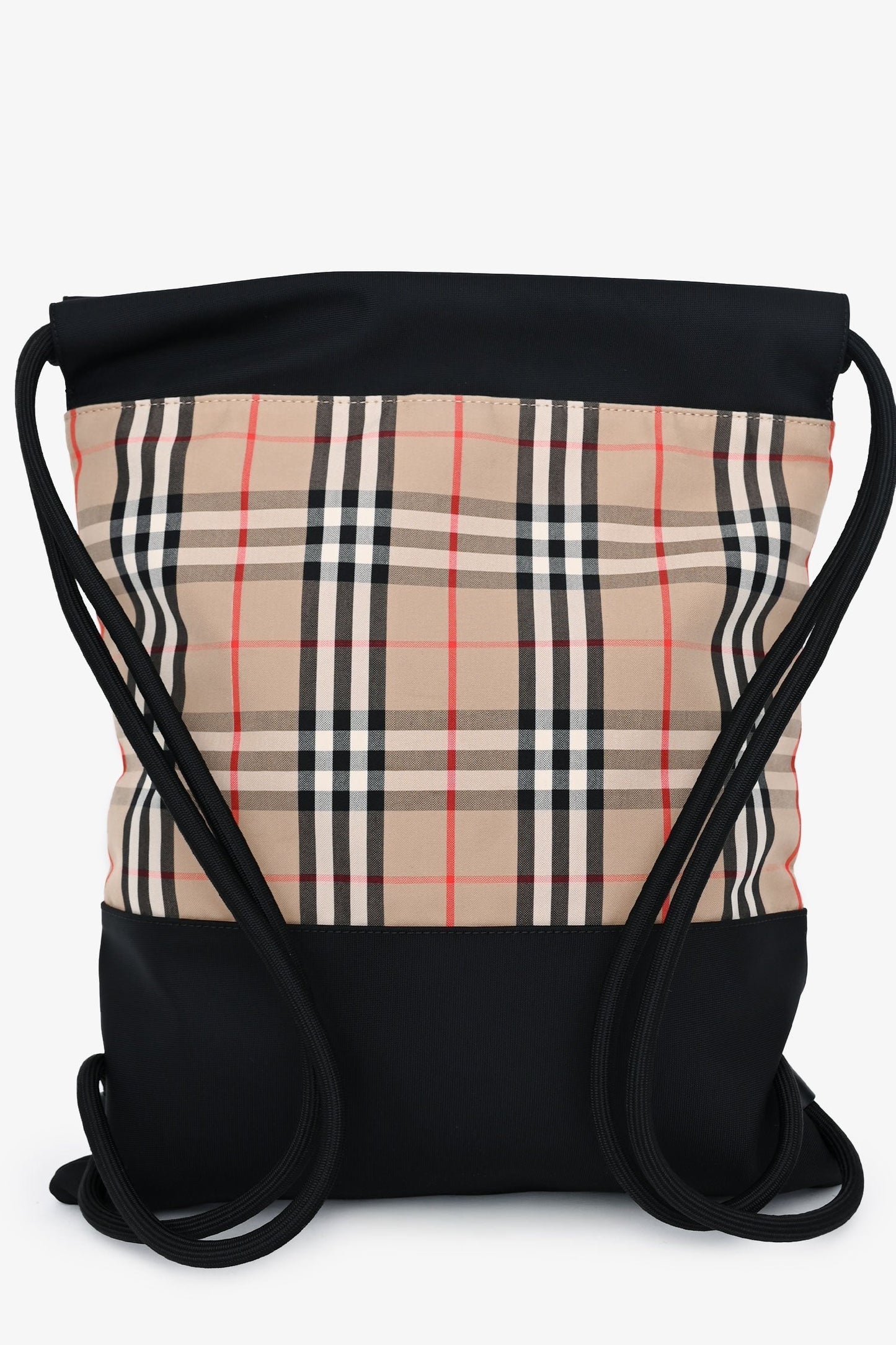 Burberry Check Drawstring Backpack Black