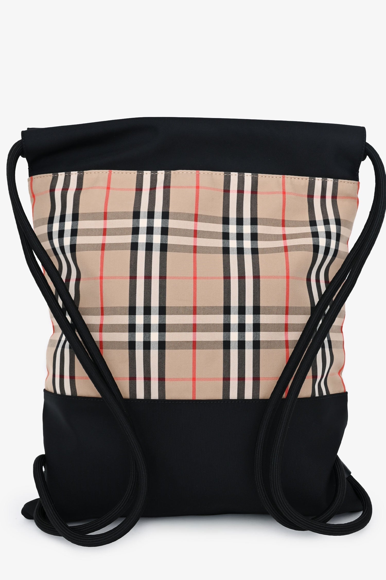 Burberry Check Drawstring Backpack Black