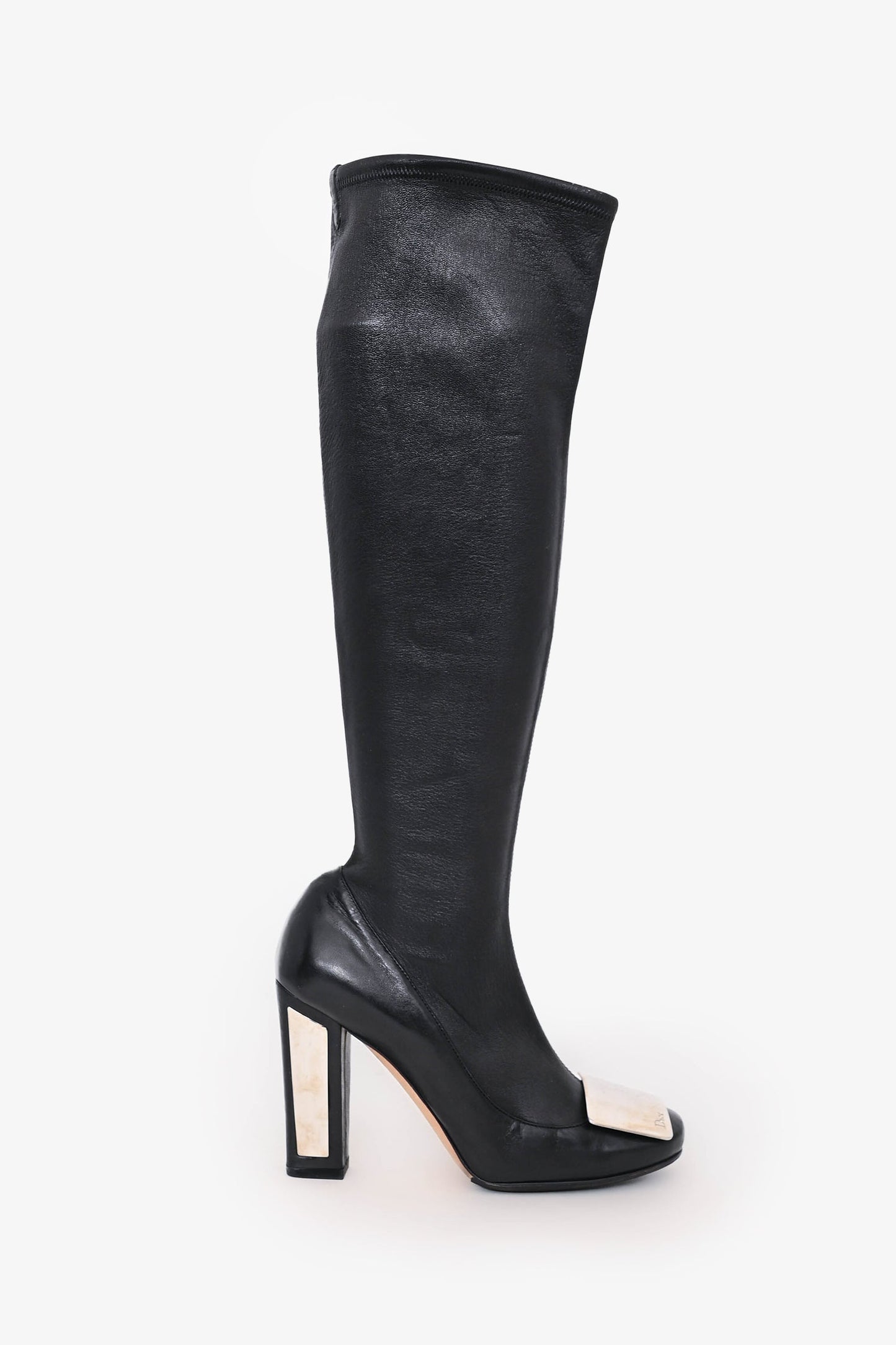 Dior Handbag Christian Plue Knee High Boots Leather Black Logo Shoes