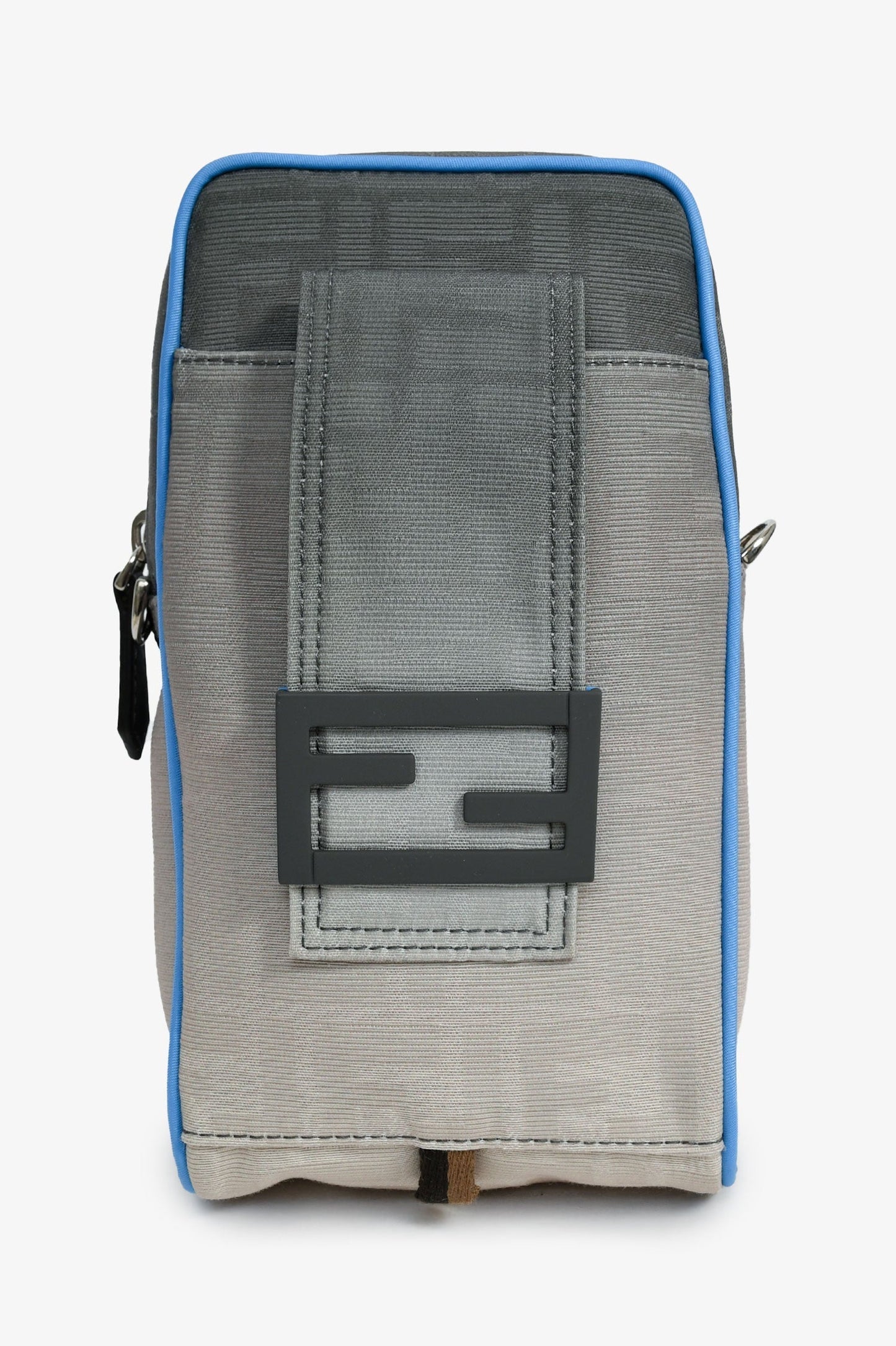 Fendi Crossbody Bag Grey Ombre Trim Vertical Crossbody Canvas Blue Gray