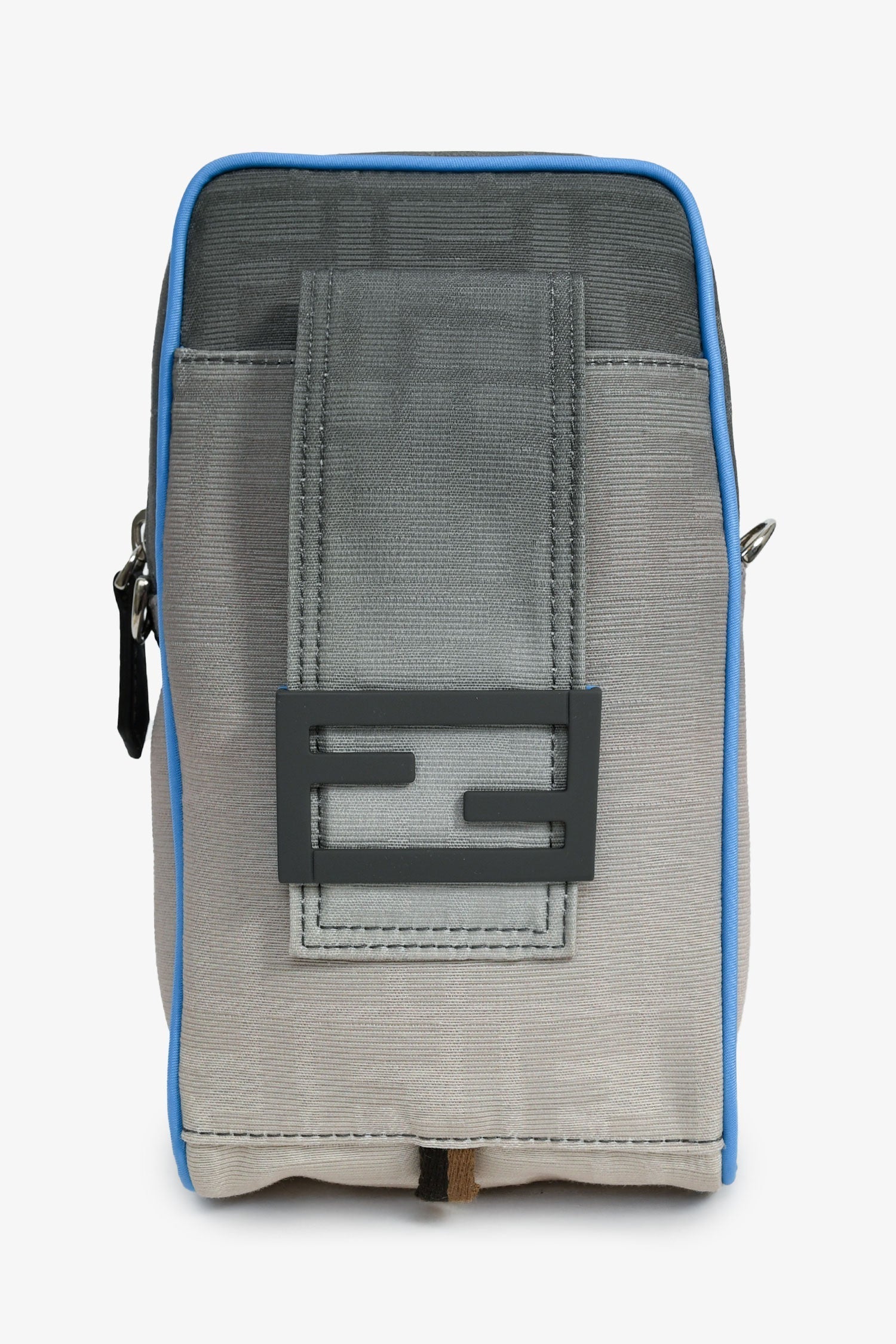 Fendi Crossbody Bag Grey Ombre Trim Vertical Crossbody Canvas Blue Gray