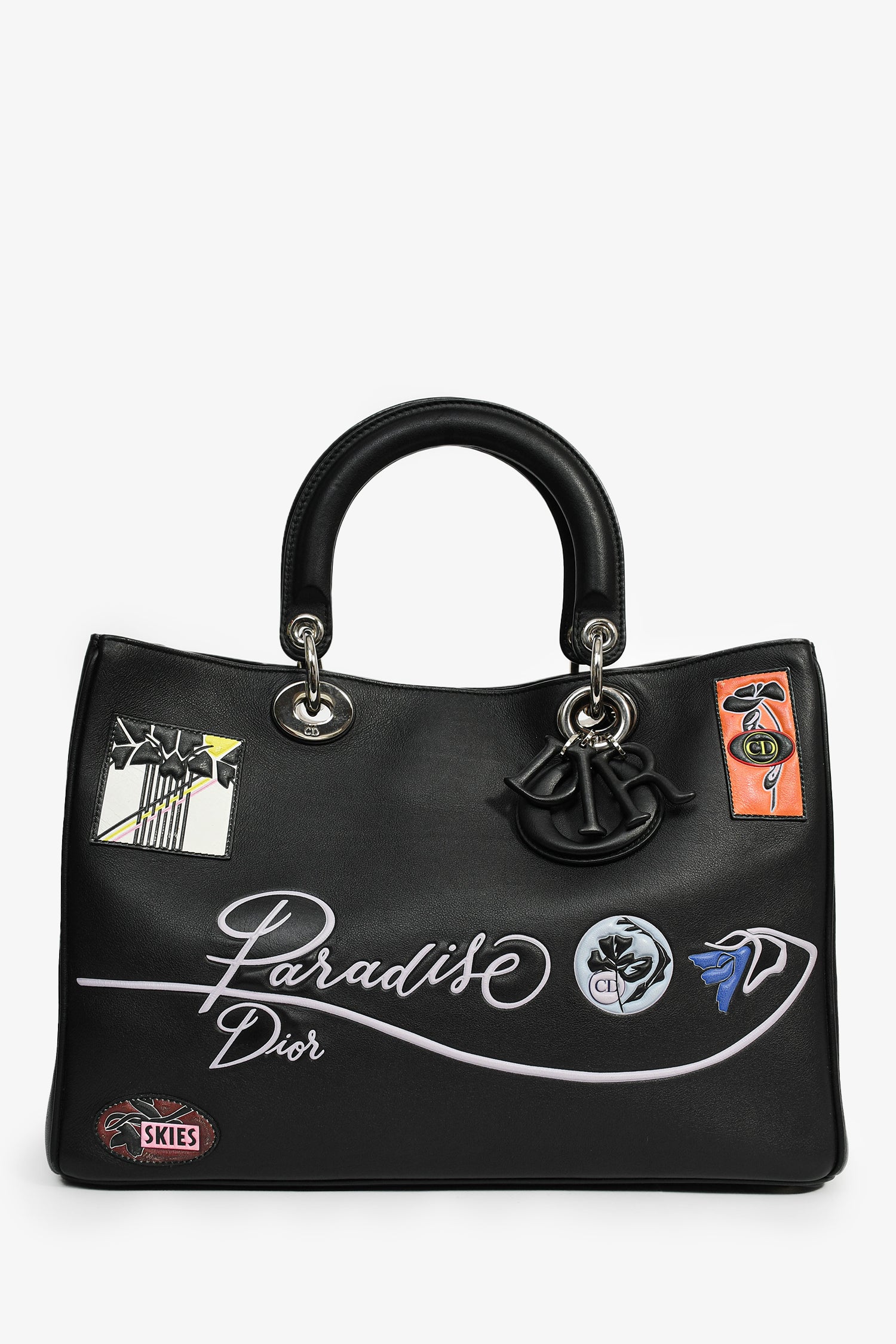 Dior Handbag Christian 'Paradise' issimo Bag Leather Black Medium