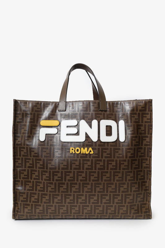 Fendi Tote Bag FF Monogram Brown Large
