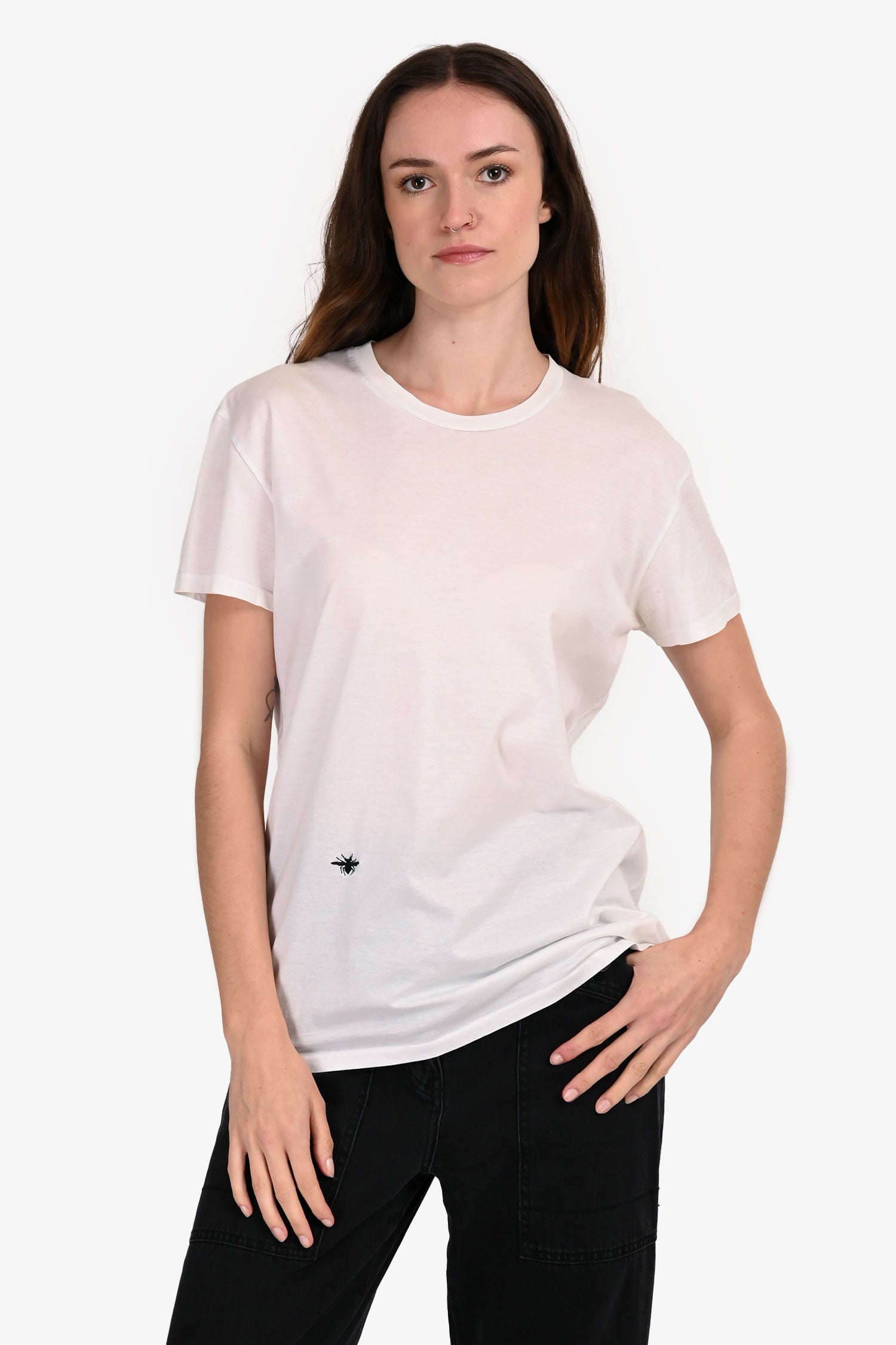 Dior Handbag Christian Cotton Bee T-Shirt White Embroidered