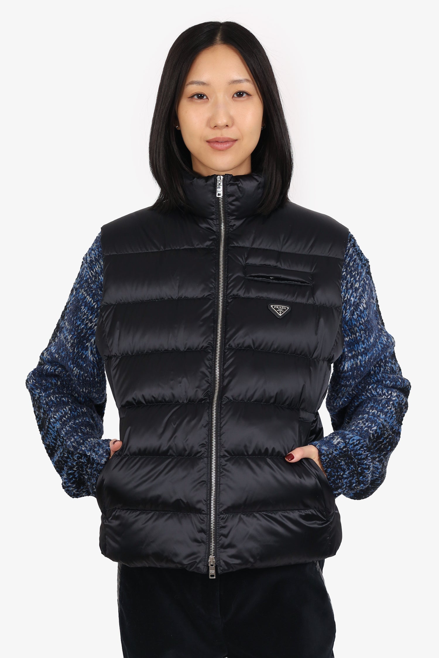 Prada Handbag Down Padded Vest Black