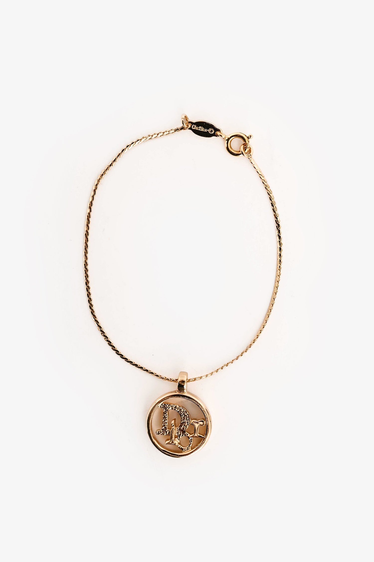 Dior Handbag Christian Tone Bracelet Metal Gold Logo Jewelry