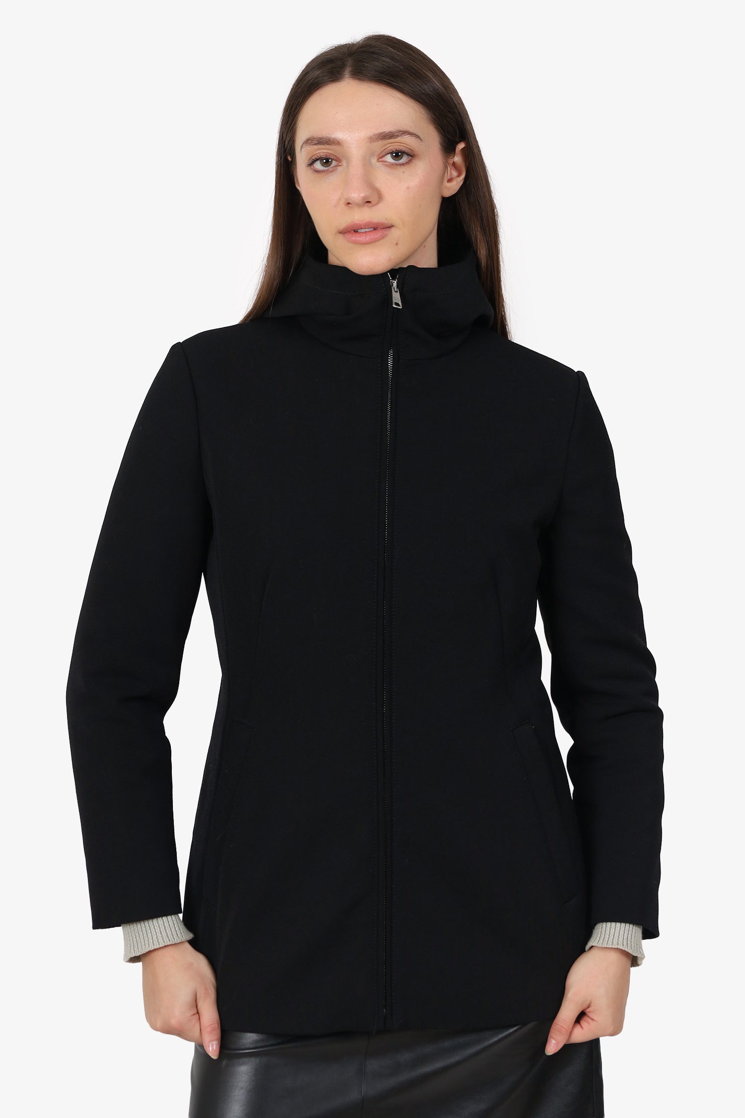 Prada Handbag Padded -Up Jacket Black Zip