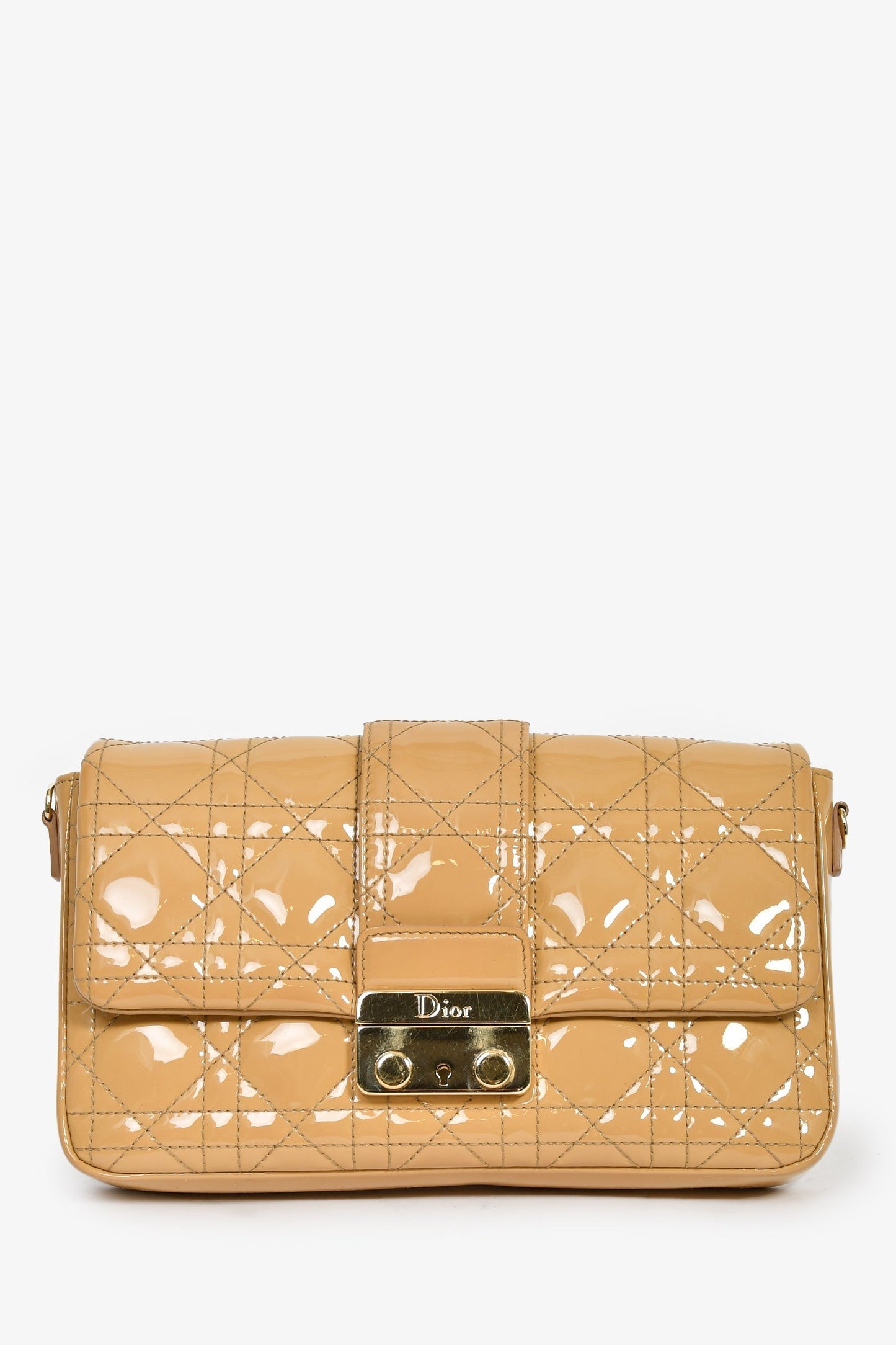 Dior Crossbody Bag Christian Cannage 'Miss ' Wallet on Leather Patent Beige