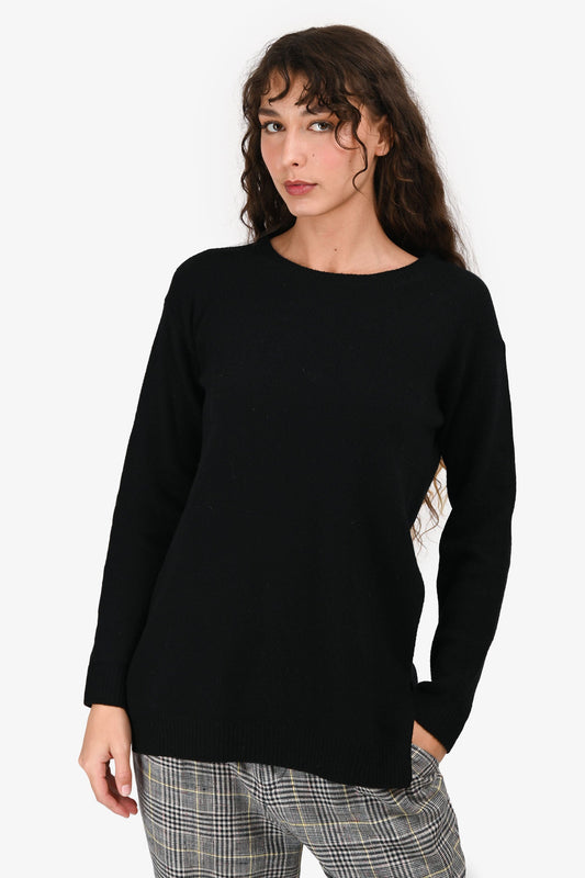 Prada Handbag Wool Cashmere Blend Crew Neck Sweater Black