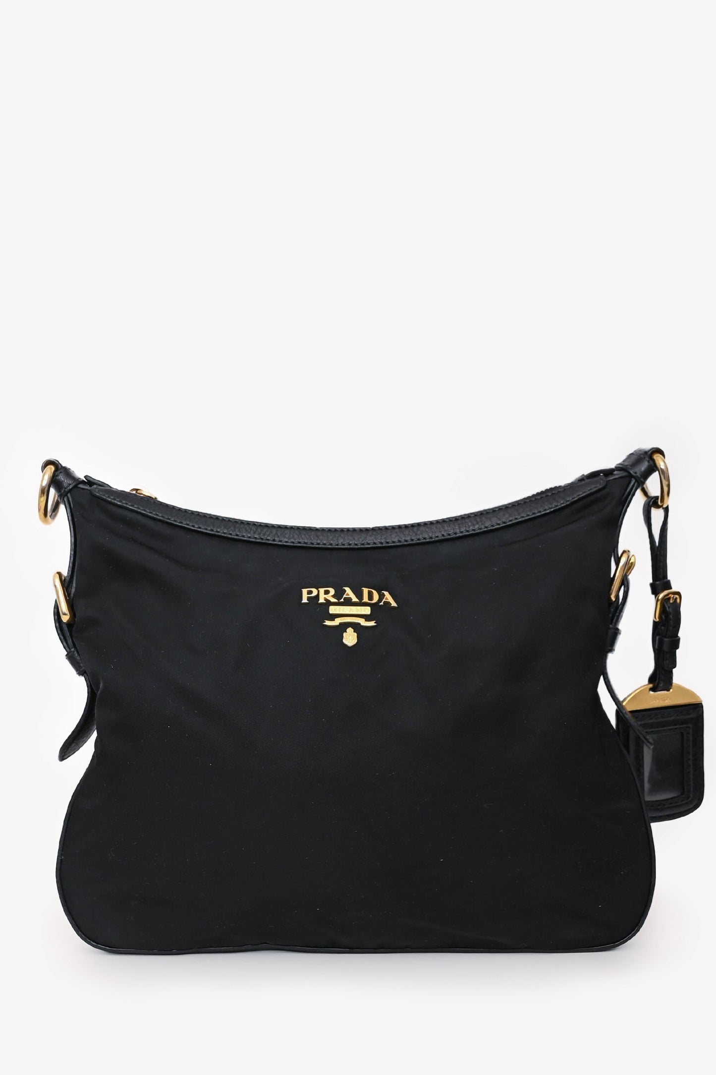 Prada Shoulder Bag Strap Leather Nylon Black