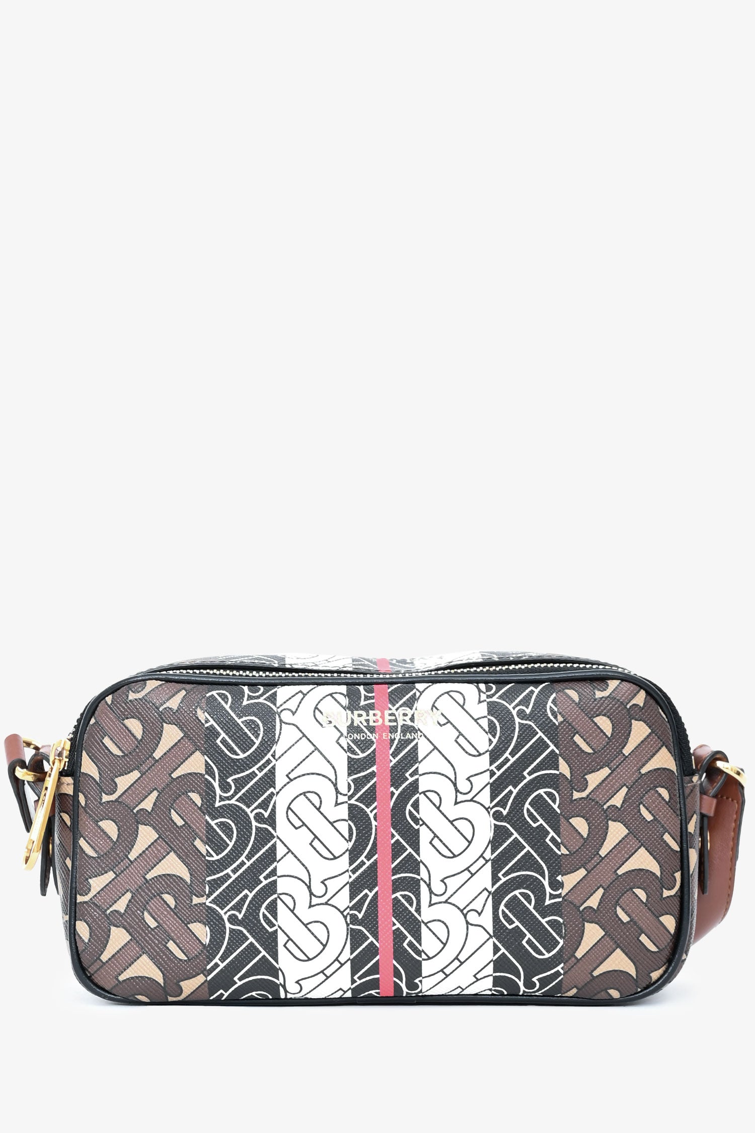 Burberry Tb Camera Crossbody Bag Leather Monogram Brown