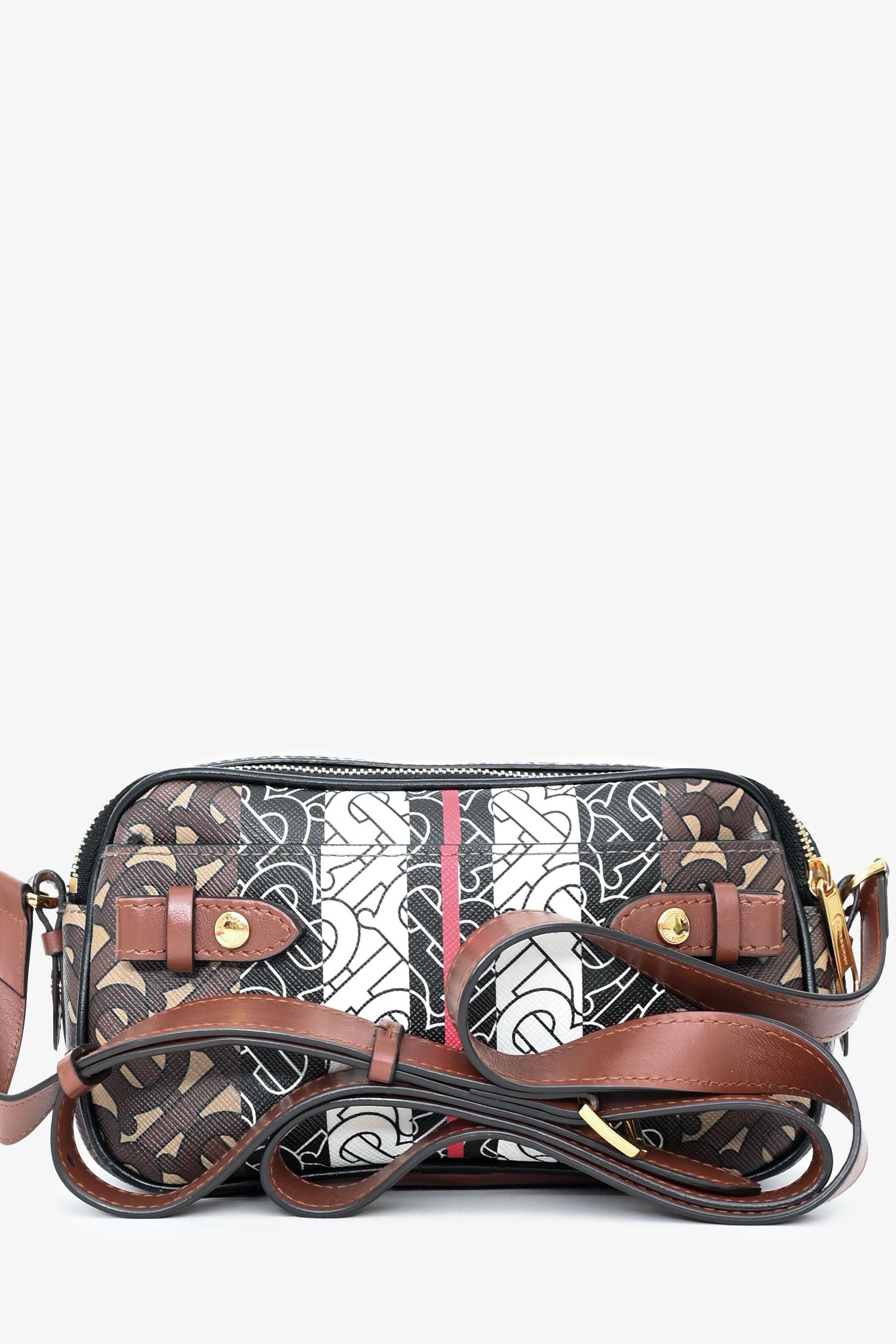 Burberry Tb Camera Crossbody Bag Leather Monogram Brown