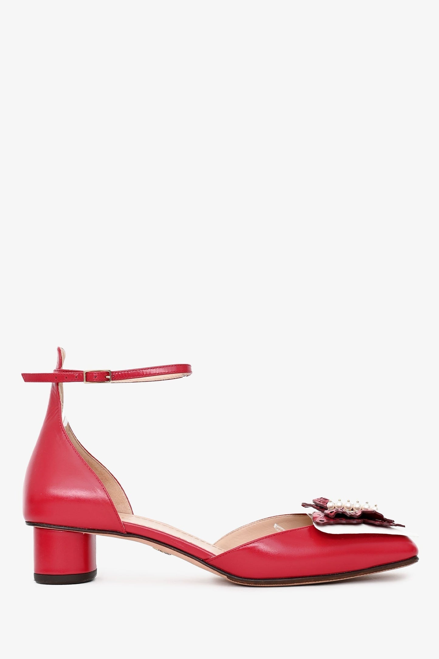 Dior Handbag Christian Butterfly Kitten Block Heels Leather Red Shoes