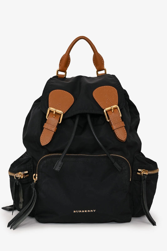 Burberry Technical Backpack Leather Nylon Black