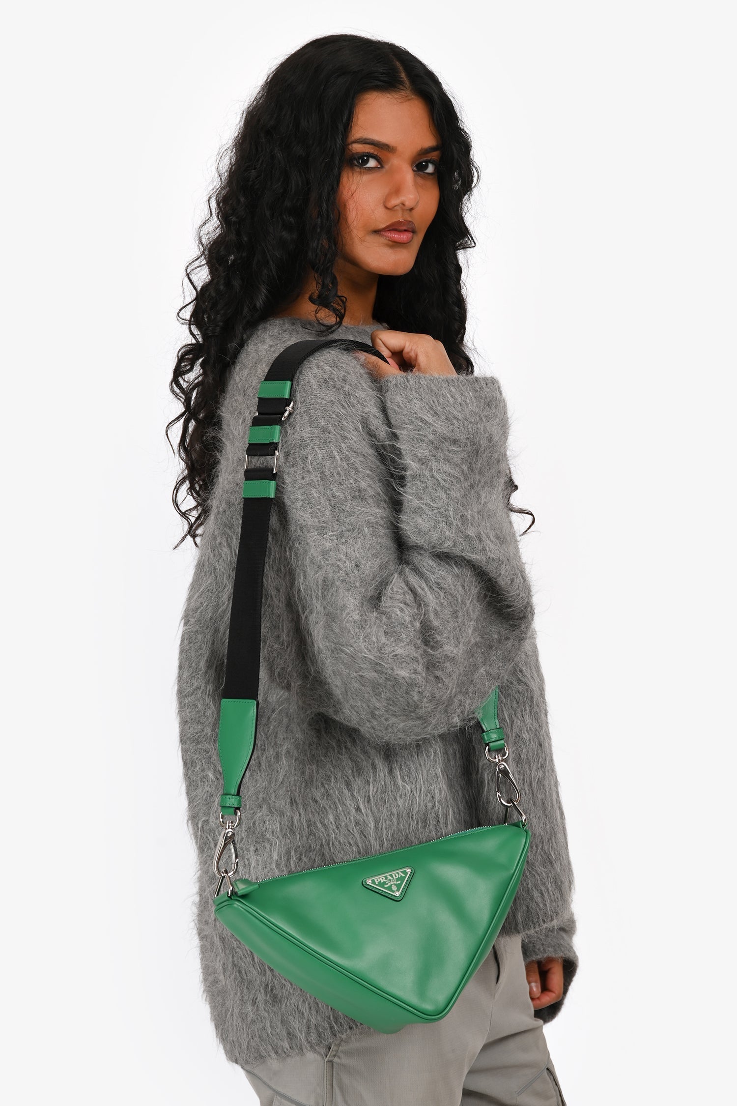 Prada Crossbody Bag Triangle Crossbody Leather Green
