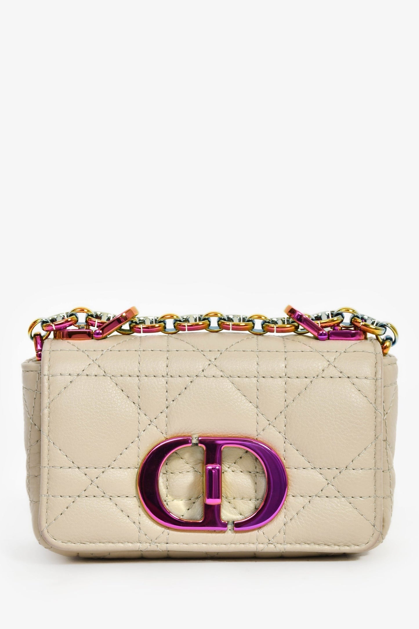 Dior Shoulder Bag Christian Grey Cannage Caro Bag Gray Micro