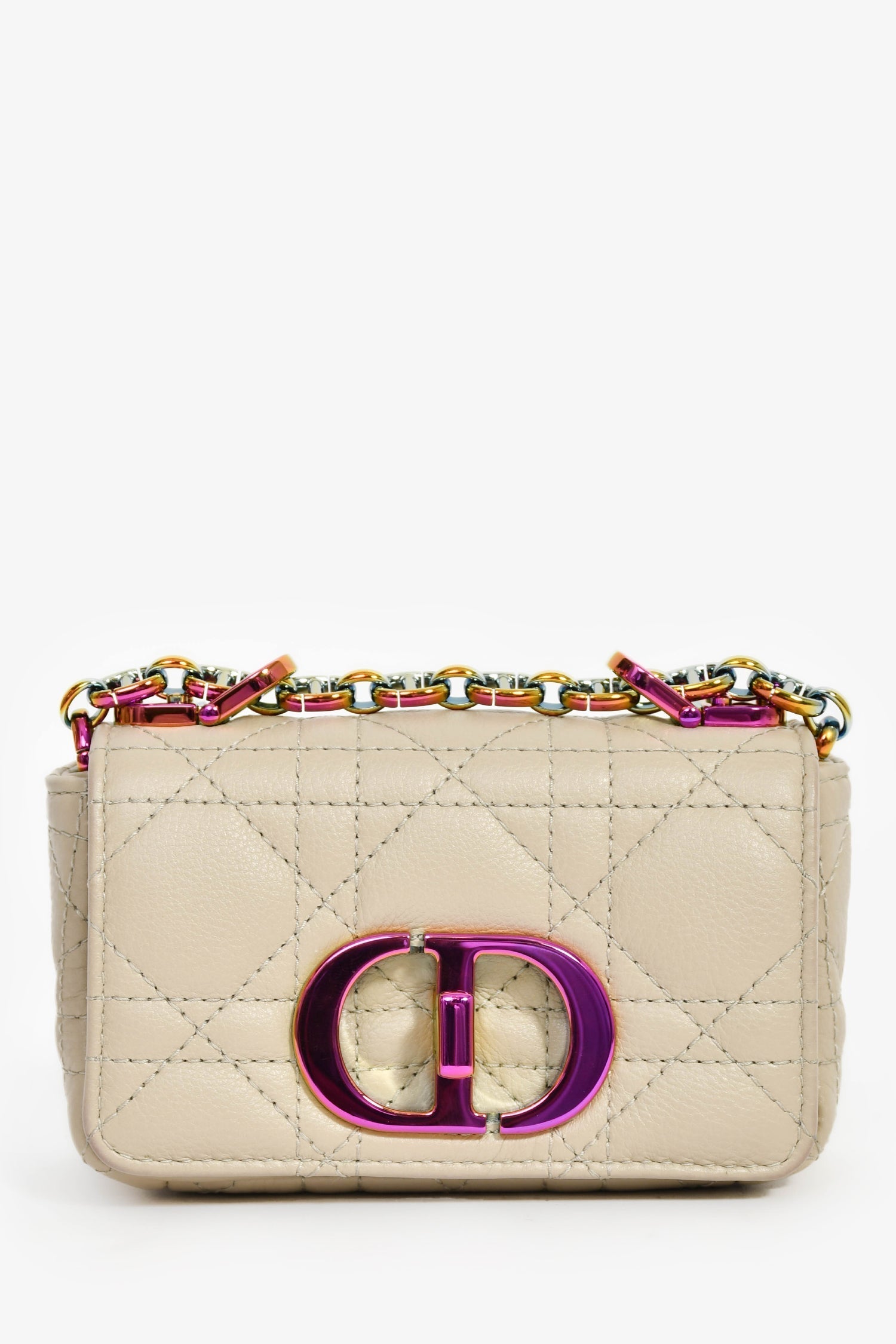 Dior Shoulder Bag Christian Grey Cannage Caro Bag Gray Micro